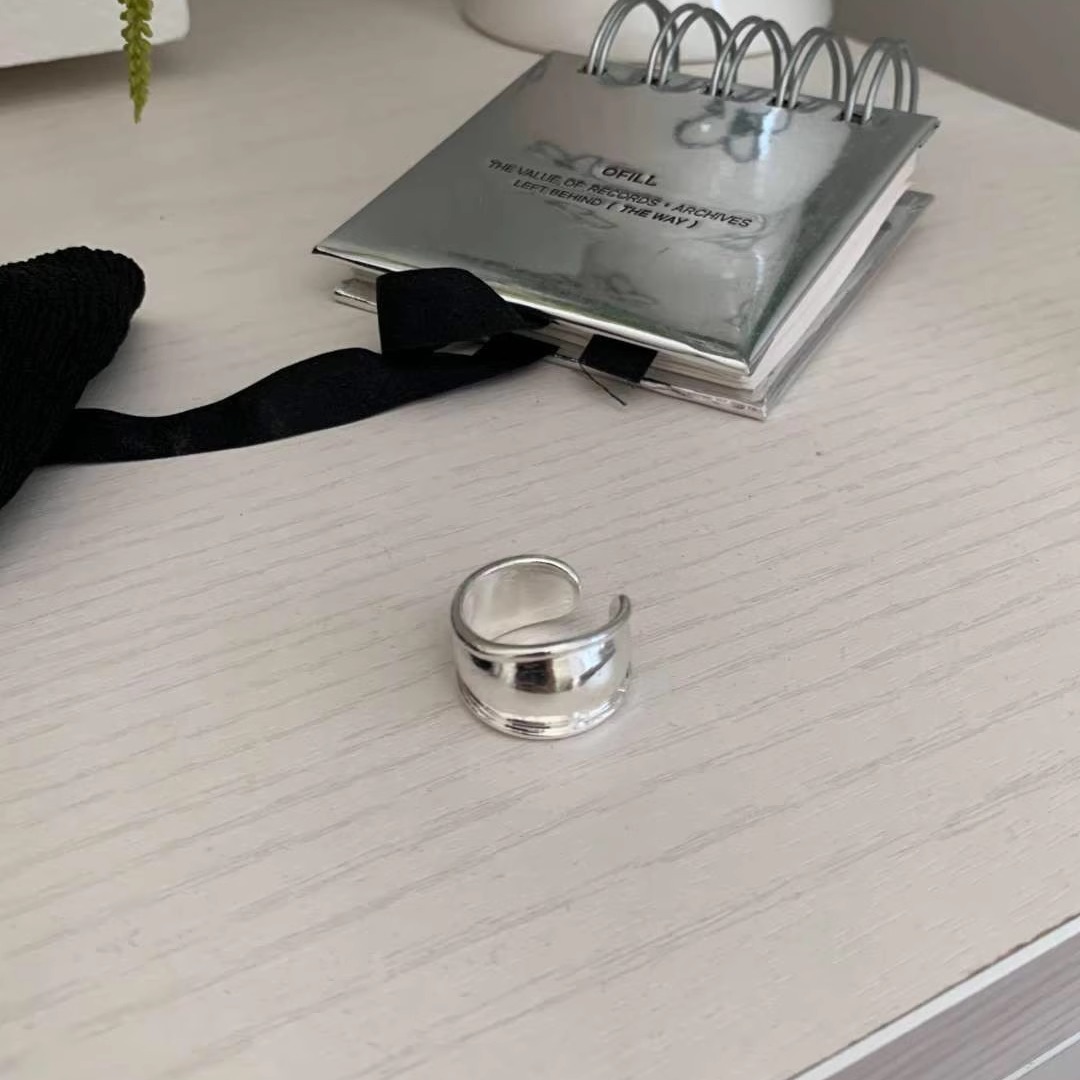 earlobe戒指开口简约款秋新款东大门代购 银色宽版光溜指环