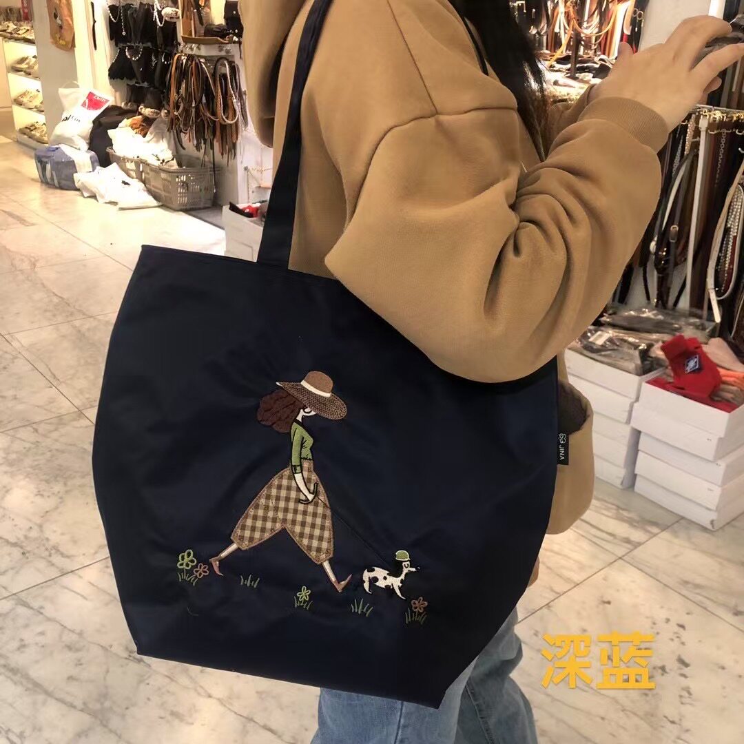 单肩女包 wing韩国东大门代购时尚可爱刺绣女孩图案手提款