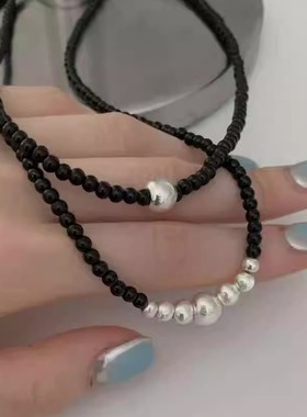 earlobe项链 新款 东大门韩国代购时尚 深色黑色珠子9