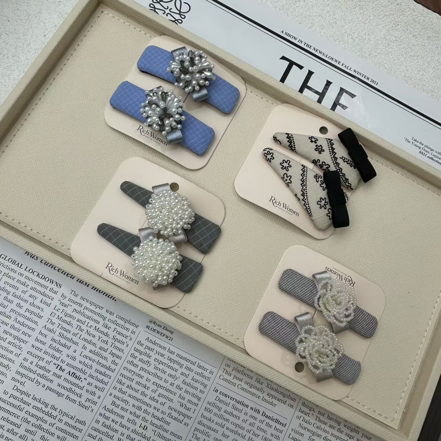 春新款发夹 The Queen 珠子 气质东大门韩国代购掰掰夹 刘海夹 5