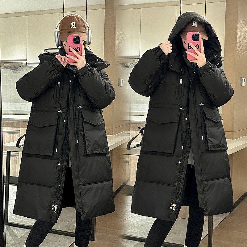 外贸棉服女中长款过膝2025新款韩版棉袄宽松加厚棉衣外套潮面包服