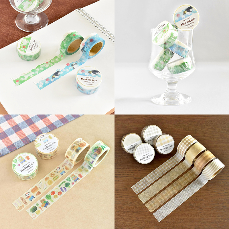 日本PAPIER PLATZ Natsunoka白熊企鹅熊猫面包店 插画  和纸胶带