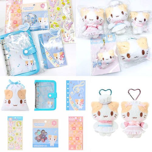 日本NIC三丽鸥棉花糖猫女仆厨师系列爱心扣毛绒挂件发夹贴纸便签