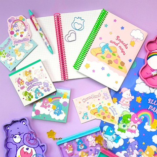 日本sunstar彩虹爱心care bears小熊限定文件夹便签信集圆珠笔