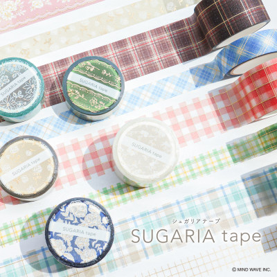 日本mindwave透明烫金25年限定款金箔格纹小花复古胶带