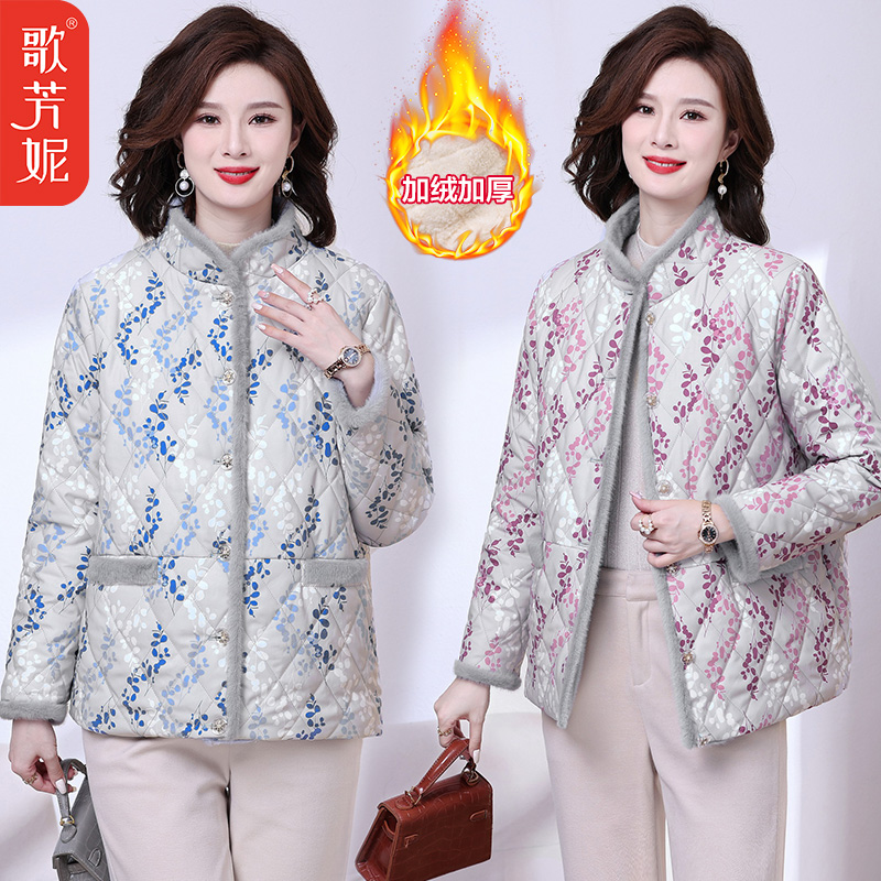妈妈装加绒加厚棉服外套