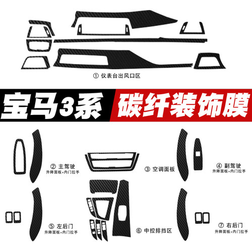 适用于宝马3系GT新320li内饰改装碳纤维贴纸防踢中控档位装饰TPU - 封面