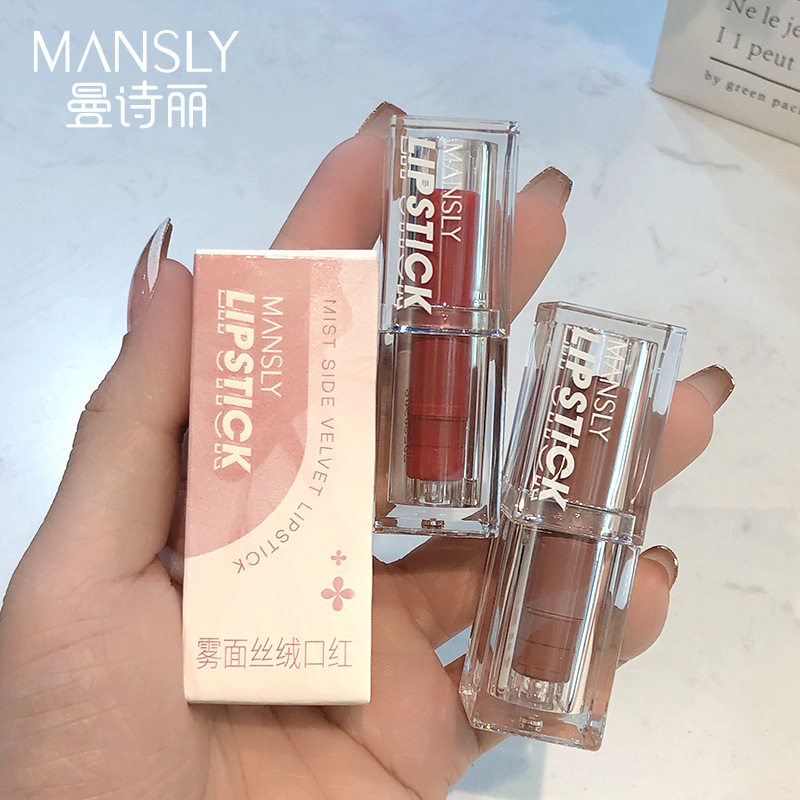 MANSLY丝绒雾面哑光口红不沾杯不易掉色素颜显白显色学生口红