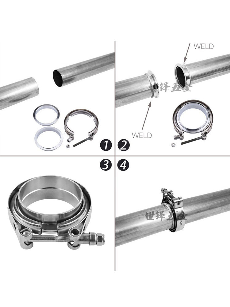 排气管卡箍法兰不锈钢子母接头消声器抱箍304V型喉箍管夹卡扣现货