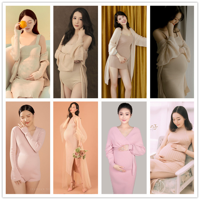 孕妇照片写真服装影楼孕妇装摄影服居家孕妈针织写真服装小清新