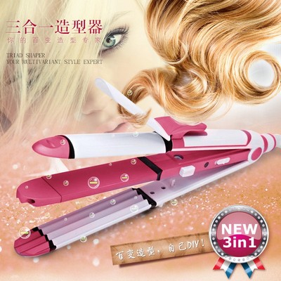 光明电夹板2102多功能电卷发棒夹板直发玉米烫三用内扣直板夹