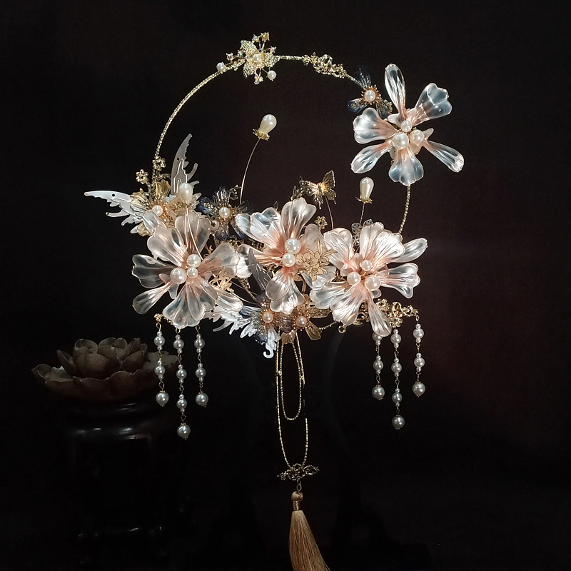 团扇新娘结婚中式秀禾婚礼喜扇子造液花镂空扇汉服旗袍写真应渊