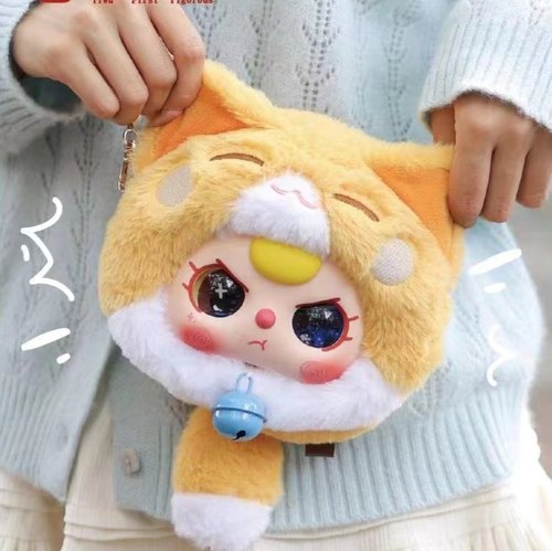 【确认款】正版娃三岁baby three招财猫拉链包毛绒盲盒潮玩挂件
