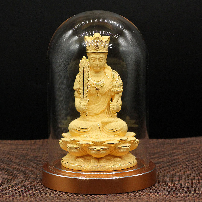 高档绒沙金汽车上车载内饰品虚空藏菩萨佛像桌面摆件属牛虎守护神