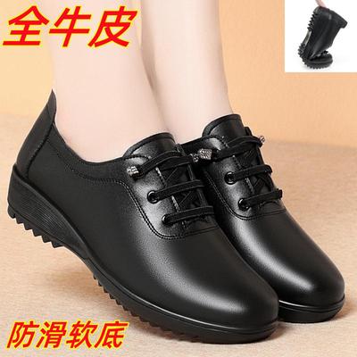 头层牛皮软底软面单鞋加绒日常