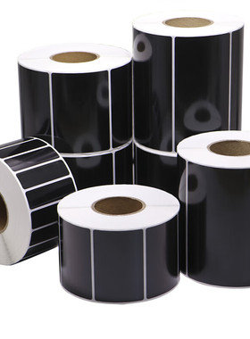 黑色PP合成纸标签不干胶条码防水防撕破尺寸25 30 35 40 45 50mm