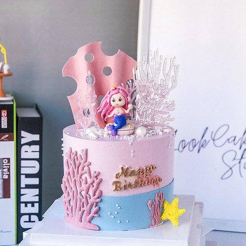 美人鱼玩偶摆件生日蛋糕装饰插牌
