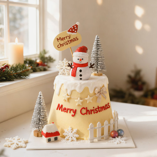 圣诞节蛋糕卷装饰老人雪人玩偶