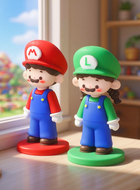 大胡子红帽子男孩女孩潮玩摆件