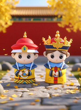 古典国风皇上皇后玩偶摆件