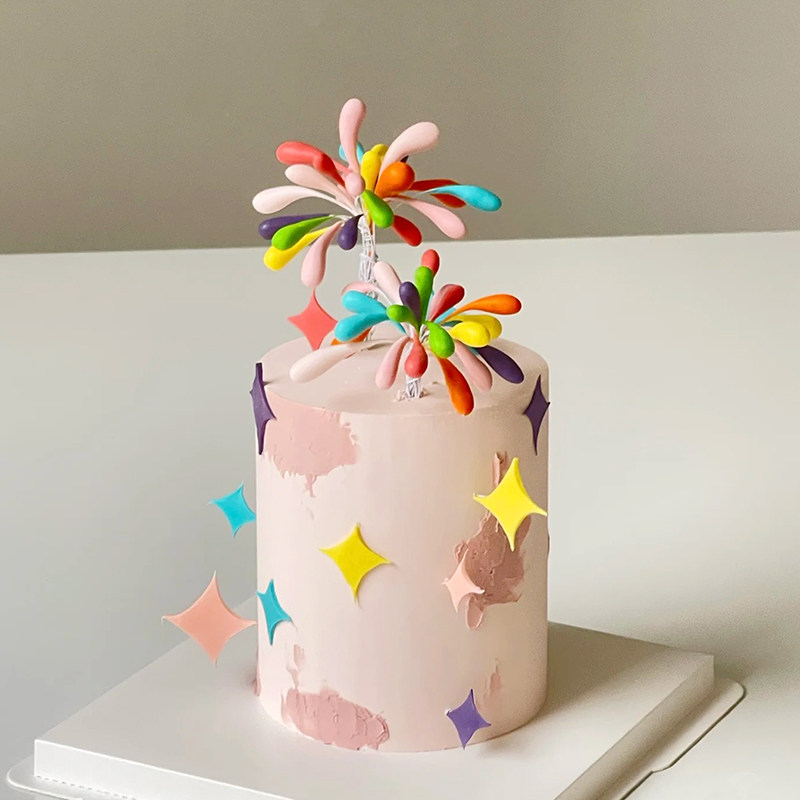 2025跨年夜元旦新年DIY彩色火花软胶蛋糕装饰插牌网红氛围感插件,节庆用品/礼品,蛋糕/烘焙装饰用品,淘宝优惠券,粉丝福利购,淘宝优惠卷