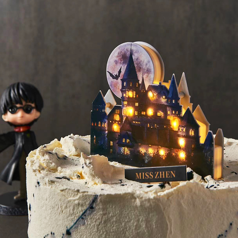 带灯城堡卡通动漫主题插件蛋糕