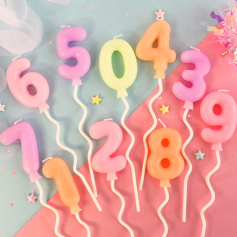 烘焙糖果数字蜡烛彩色卡通气球装饰蜡烛儿童生日聚会派对蛋糕插件