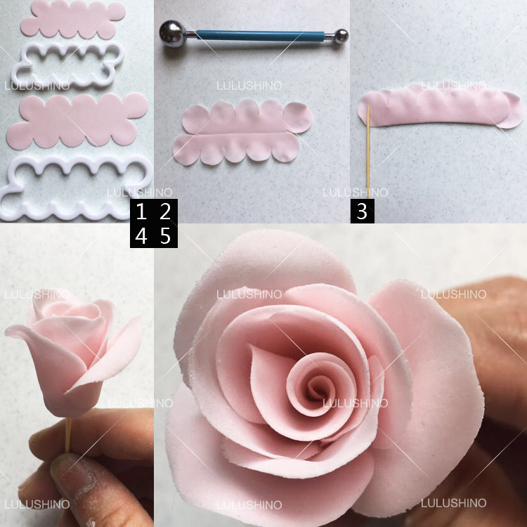 翻糖模具 玫瑰花 一体式速成糖皮糖花模具 3pc 玫瑰切模