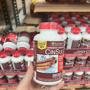 现货美国TruNature CinSulin肉桂+酵母铬胶囊每日2粒保健200粒