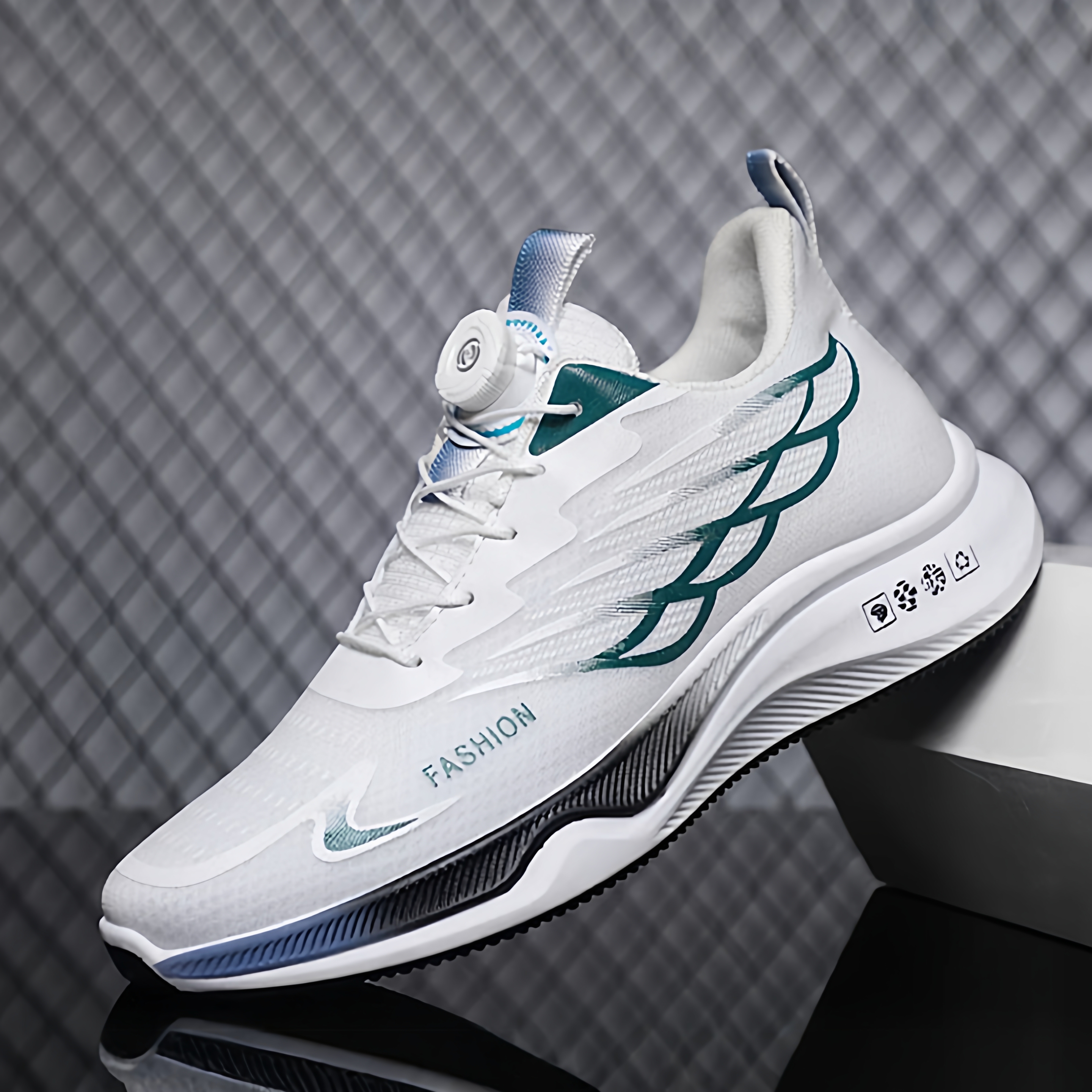 运动鞋男旋转扣2025新款透气网面