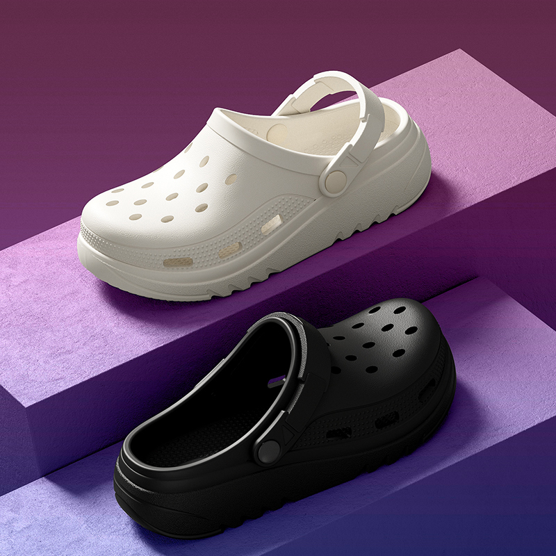 情侣休闲平跟eva透气防滑洞洞鞋