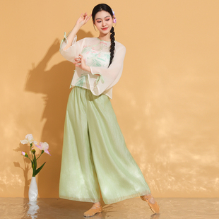 古典舞蹈演出服女飘逸身韵渐变纱衣中国舞蹈身韵仙气练功服演出服