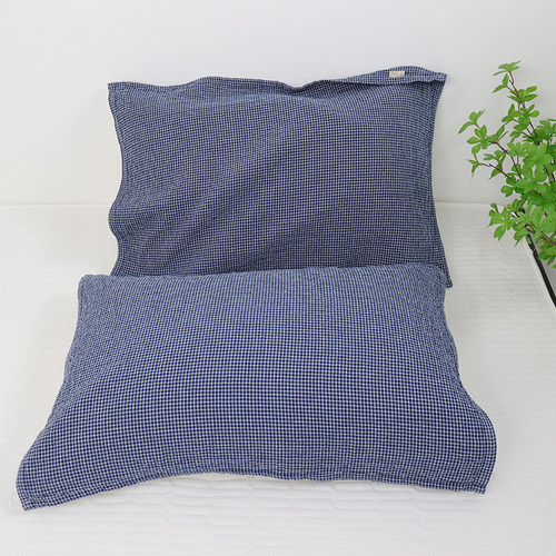 日系小格纯棉纱布枕巾一对装家用全棉枕头盖巾学生宿舍柔软透气