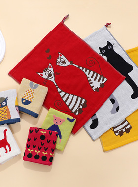 日系卡通提花纯棉纱布大方巾柔软吸水宝宝儿童洗脸毛巾面巾家用