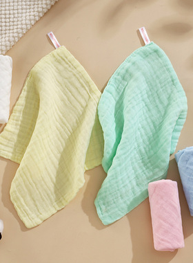 素色纱布方巾婴儿六层纯棉新生儿洗脸巾儿童毛巾擦手口水巾a类