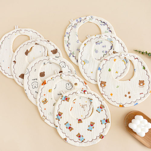 婴儿围嘴纯棉六层纱布口水巾宝宝吐奶围兜透气柔软水洗饭兜a类