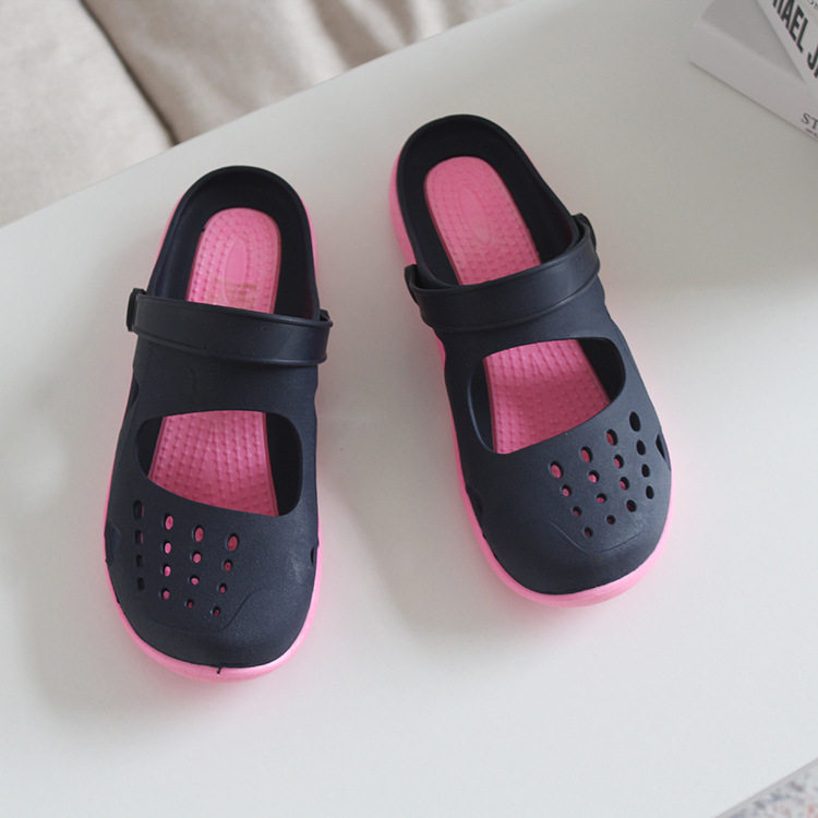 新款夏季越南防滑女士凉拖鞋橡胶洞洞鞋女户外休闲包头镂空凉鞋女