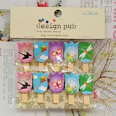 卡通燕子蝴蝶 花朵小木夹子宿舍DIY悬挂照墙幼儿童迷你彩色木发夹