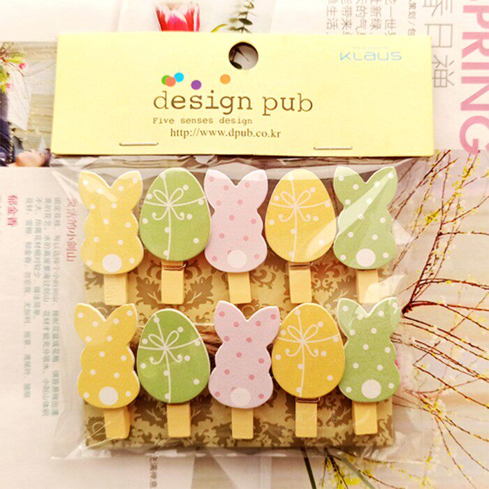 复活节兔子夹子 彩蛋装饰宿舍花店卡片夹子diy悬挂照片墙小木夹子