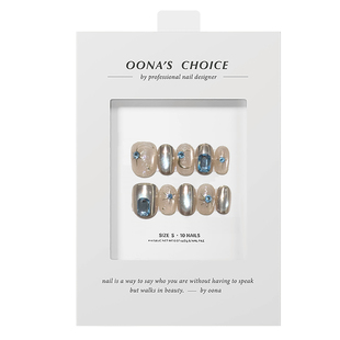 全华钻玻璃珠猫眼金色星月美甲温柔仙气设计感短甲穿戴甲 捧月