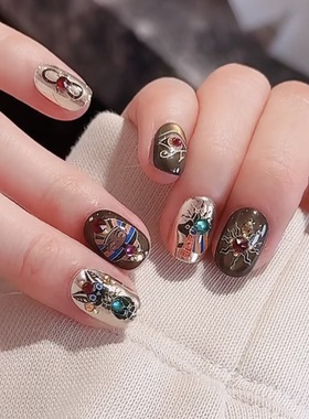 【汉谟拉比】异域高级感金色玻璃珠猫眼美甲神秘埃及风小众穿戴甲