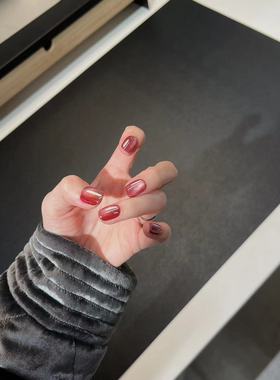 【草莓晶】玻璃珠猫眼过年款显白氛围感穿戴甲新年美甲红色系婚甲