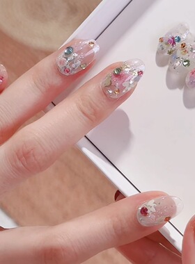 【花海】全华钻森系花花冰透感碎花春夏氛围感美甲穿戴甲婚甲
