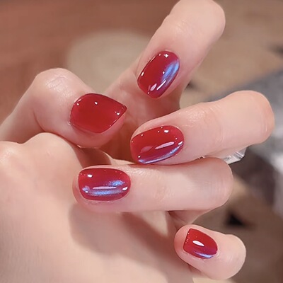 【红提】冰透感玫紫色撞色猫眼显白美甲春夏明媚葡萄紫冰感穿戴甲