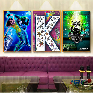 防水简约抽象麦克风人物壁画KTV酒吧迪厅无框画创意酒吧装饰画