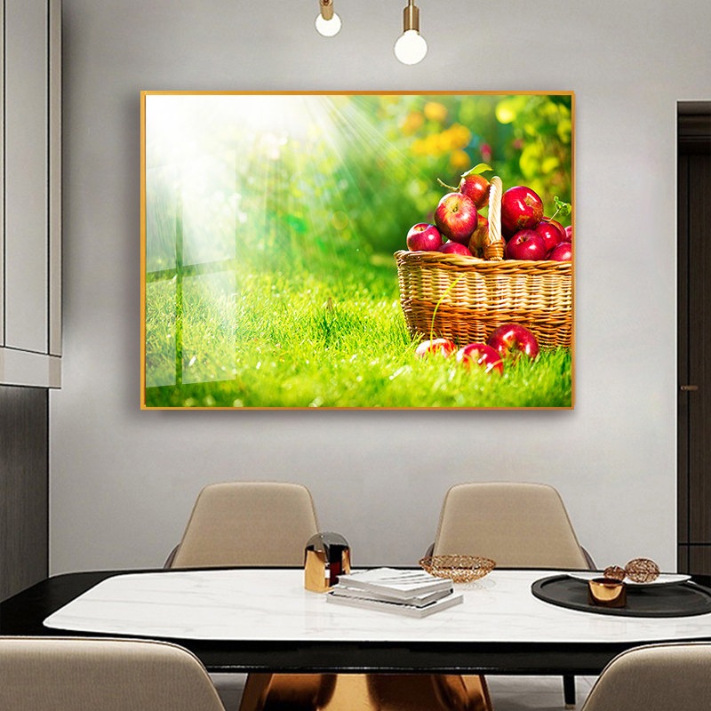 苹果草莓现代轻奢晶瓷画餐厅装饰现代装饰画