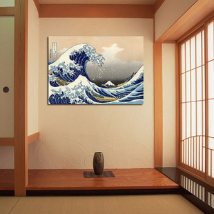 日式神奈川冲浪里海浪浮世绘日式寿司店挂画酒店壁画料理店装饰画