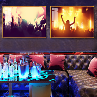 KTV歌舞厅迪厅装饰画酒店迪斯科轻奢晶瓷有框挂画DJ歌手铝合金画