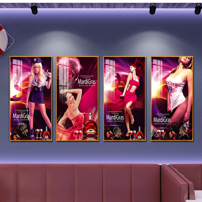 红酒美女迪吧壁画酒吧KTV包厢墙画高端夜店挂画性感美女DJ装饰画,家居饰品,现代装饰画,淘宝优惠券,粉丝福利购,淘宝优惠卷