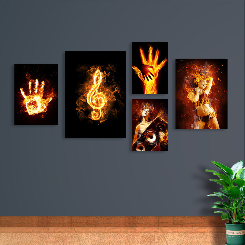 火焰抽象KTV装饰画乐器清吧酒吧K歌厅酒店挂画火锅店网吧过道壁画,家居饰品,现代装饰画,淘宝优惠券,粉丝福利购,淘宝优惠卷